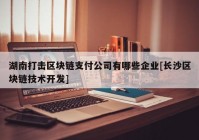 湖南打击区块链支付公司有哪些企业[长沙区块链技术开发]